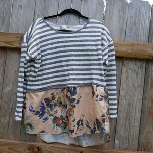 Anthropologie Striped Floral Women's Tunic Top